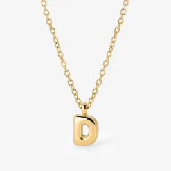 Bubble Letter Necklace Gold - A