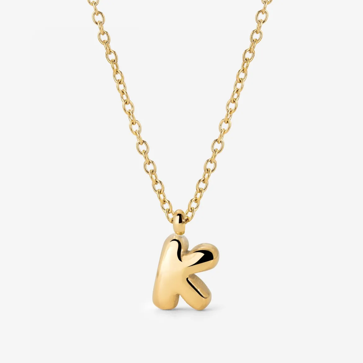 Bubble Letter Necklace Gold - A