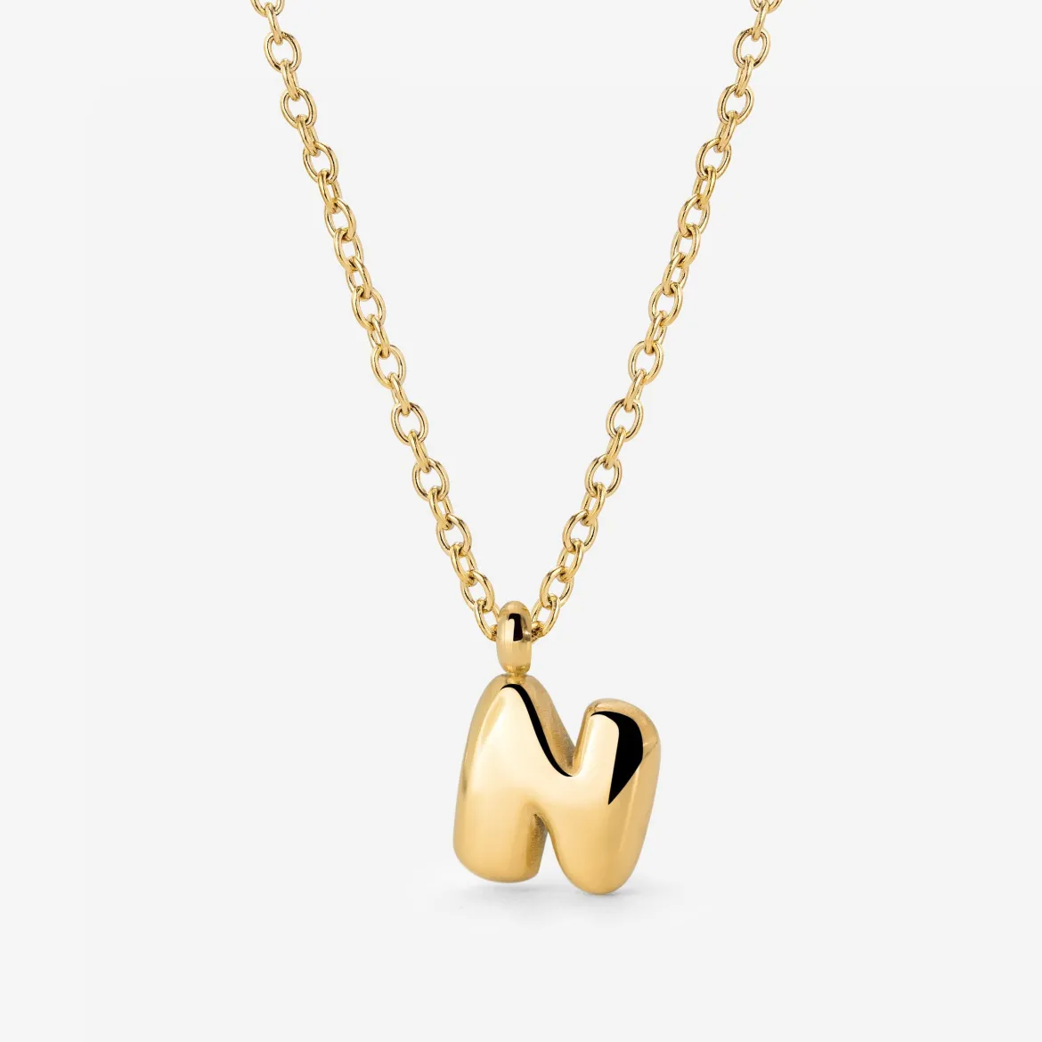 Bubble Letter Necklace Gold - A