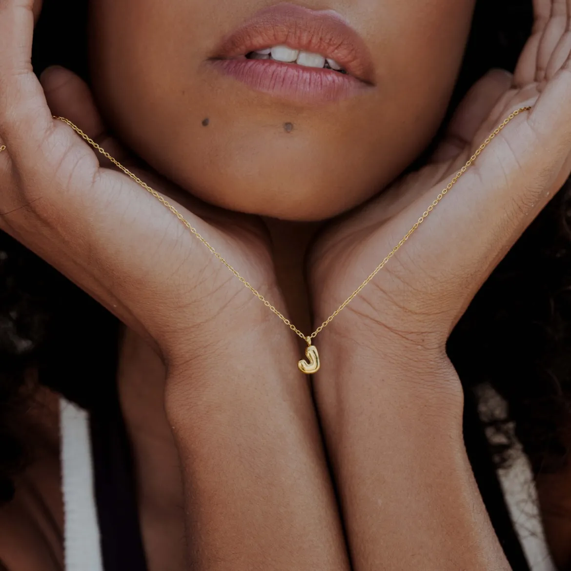 Bubble Letter Necklace Gold - A
