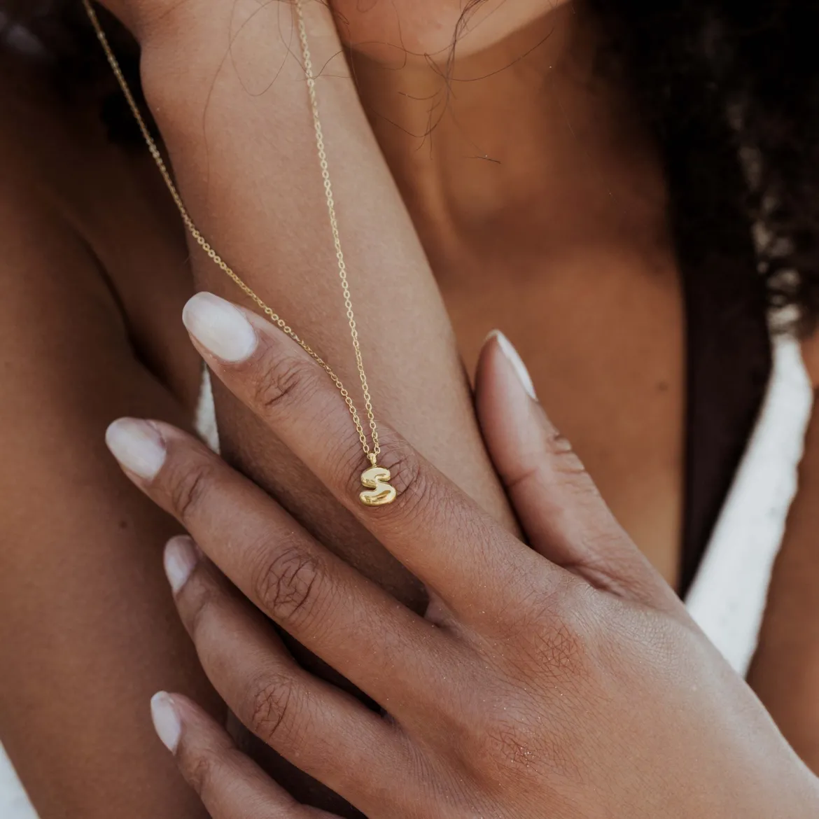 Bubble Letter Necklace Gold - A