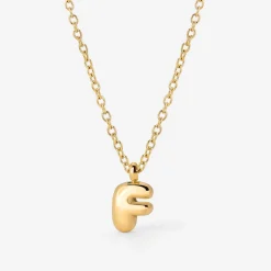 Bubble Letter Necklace Gold - A