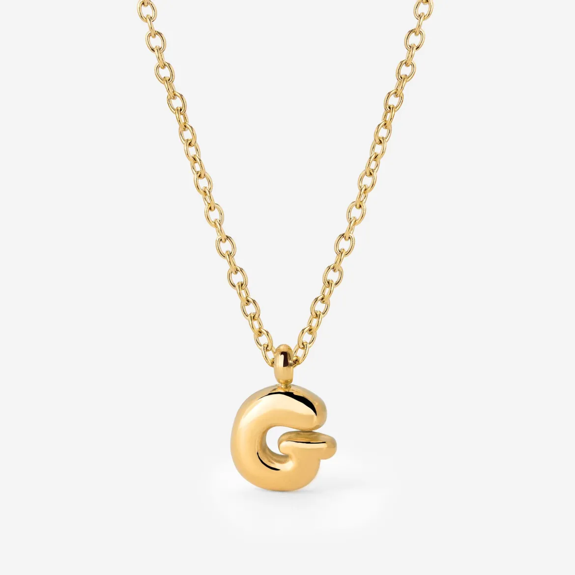 Bubble Letter Necklace Gold - A