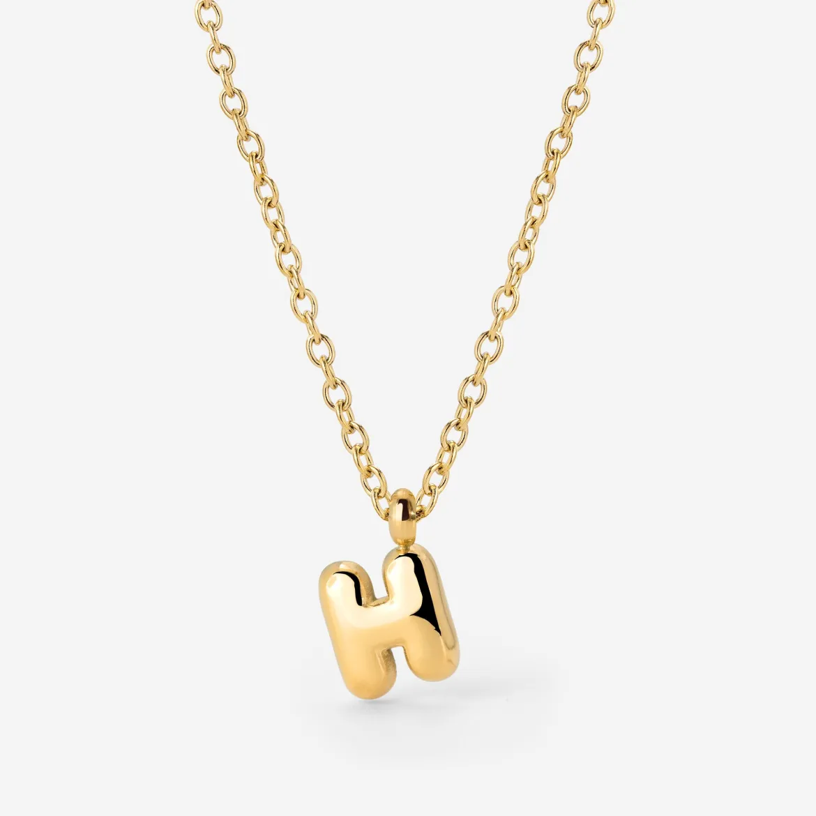 Bubble Letter Necklace Gold - A