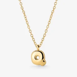 Bubble Letter Necklace Gold - A