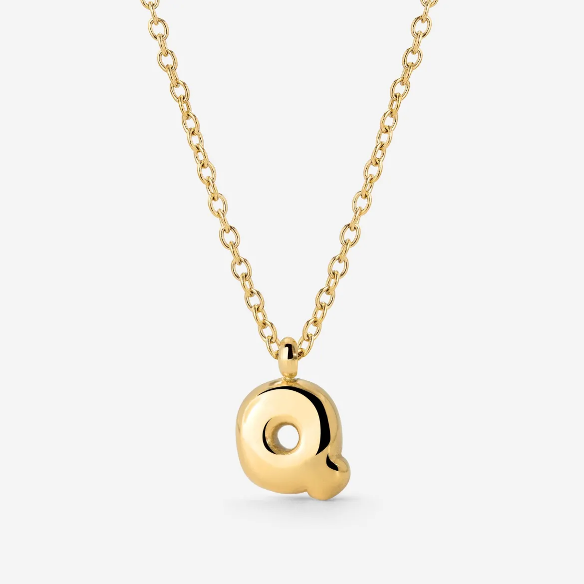 Bubble Letter Necklace Gold - A