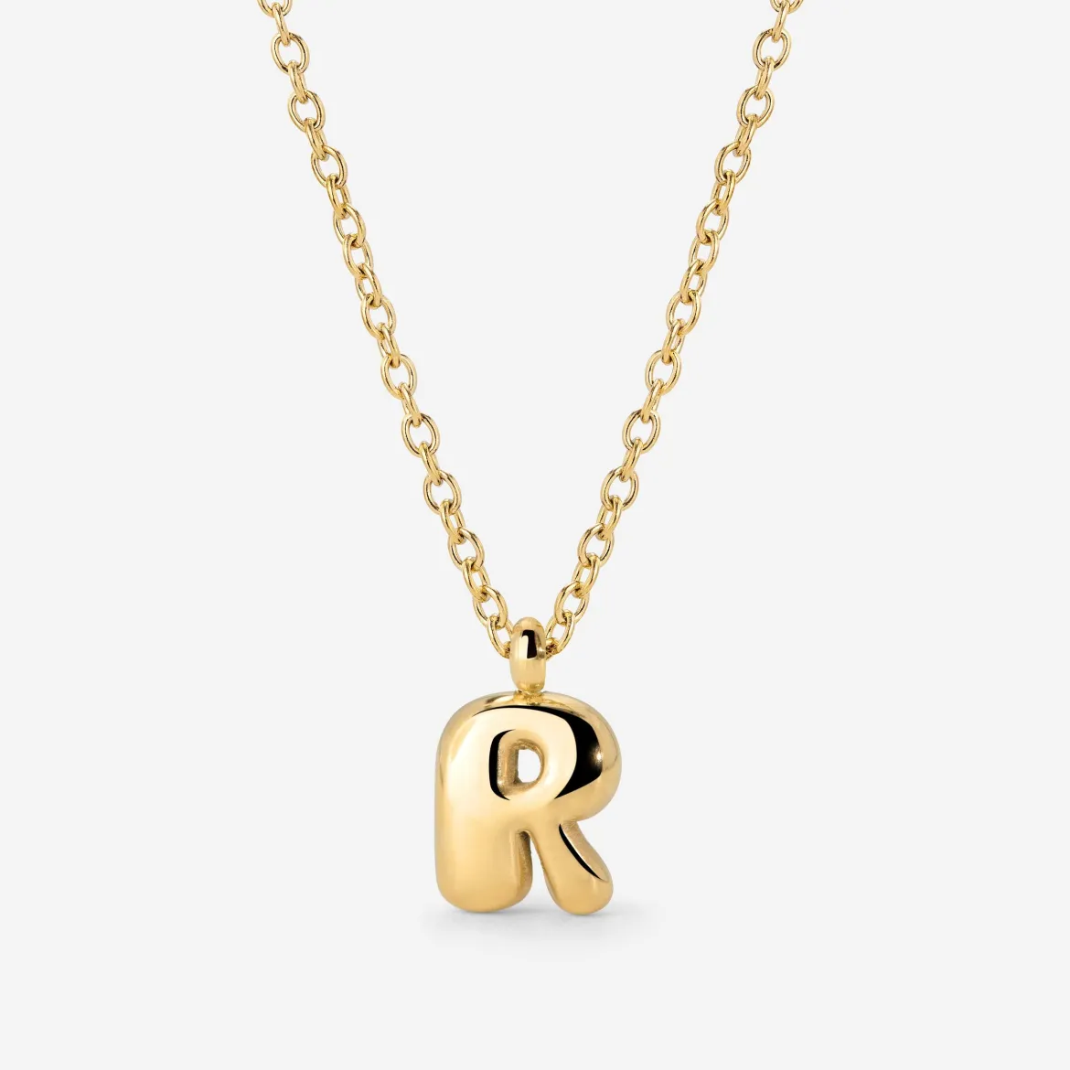 Bubble Letter Necklace Gold - A