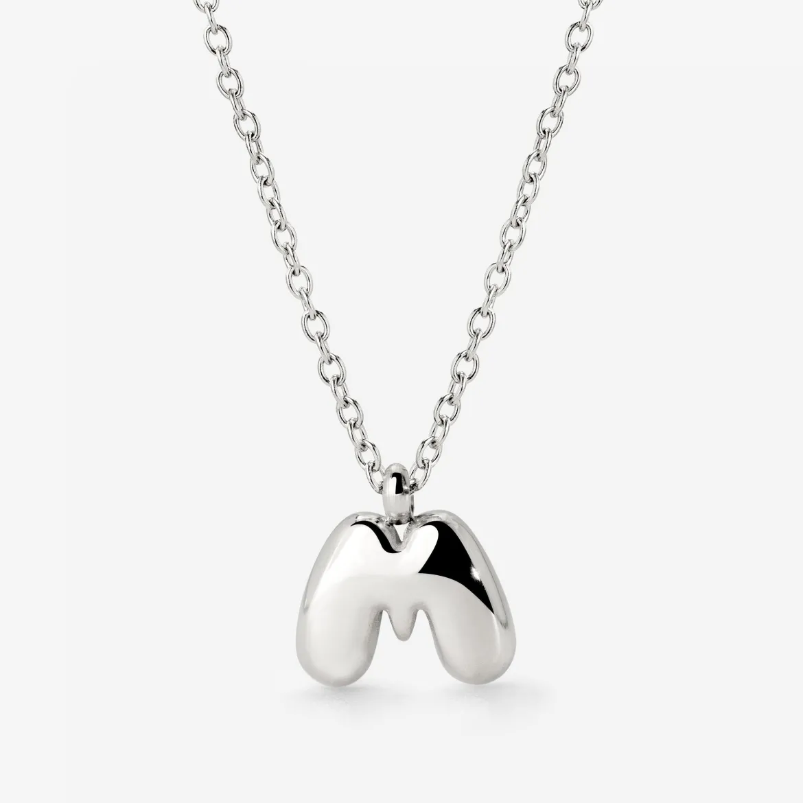 Bubble Letter Necklace Silber - A
