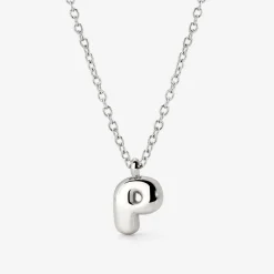 Bubble Letter Necklace Silber - A