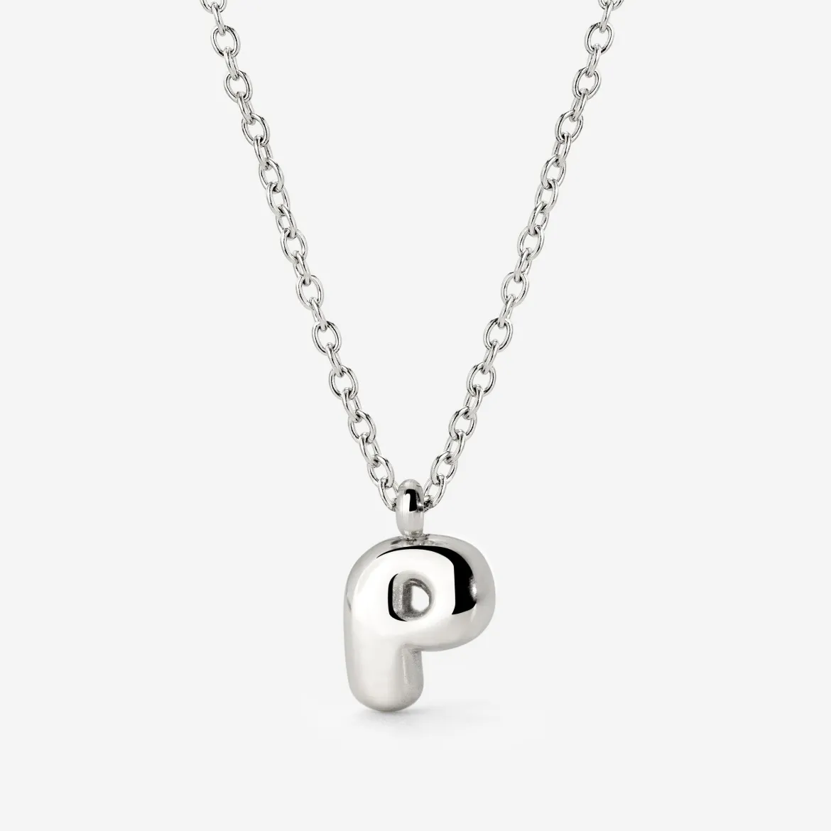 Bubble Letter Necklace Silber - A
