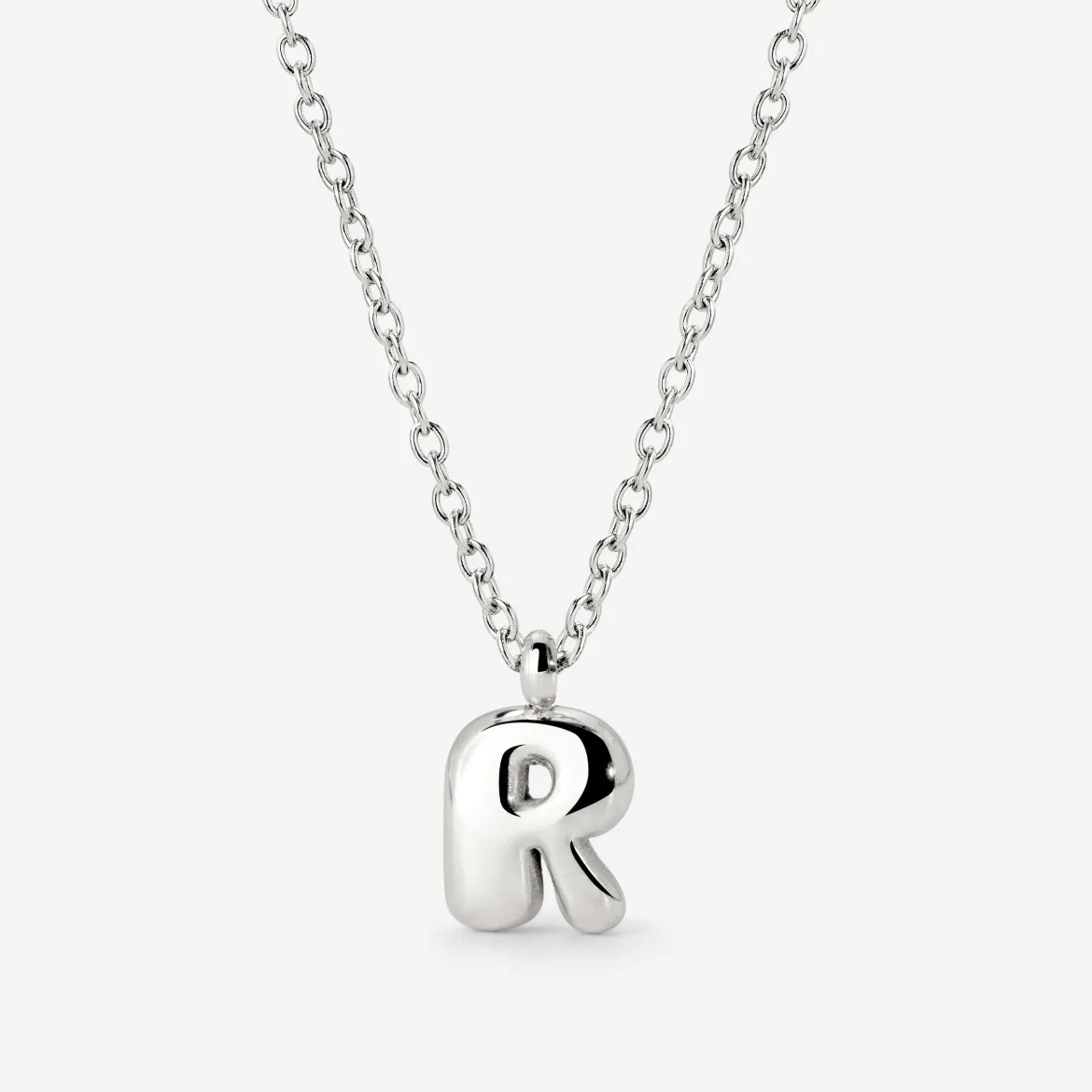 Bubble Letter Necklace Silber - A