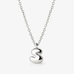 Bubble Letter Necklace Silber - A