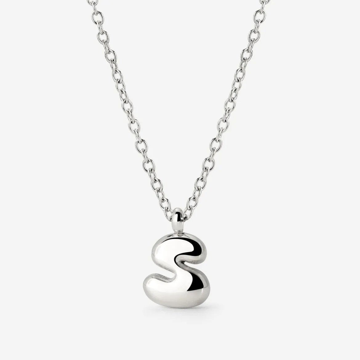 Bubble Letter Necklace Silber - A
