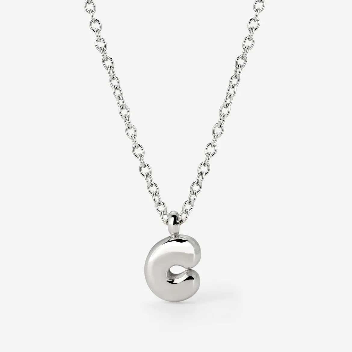 Bubble Letter Necklace Silber - A
