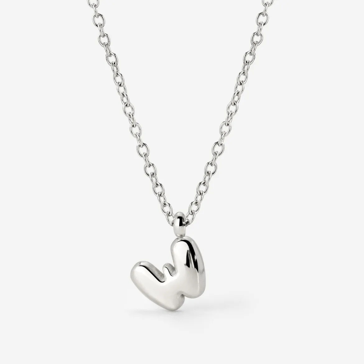 Bubble Letter Necklace Silber - A