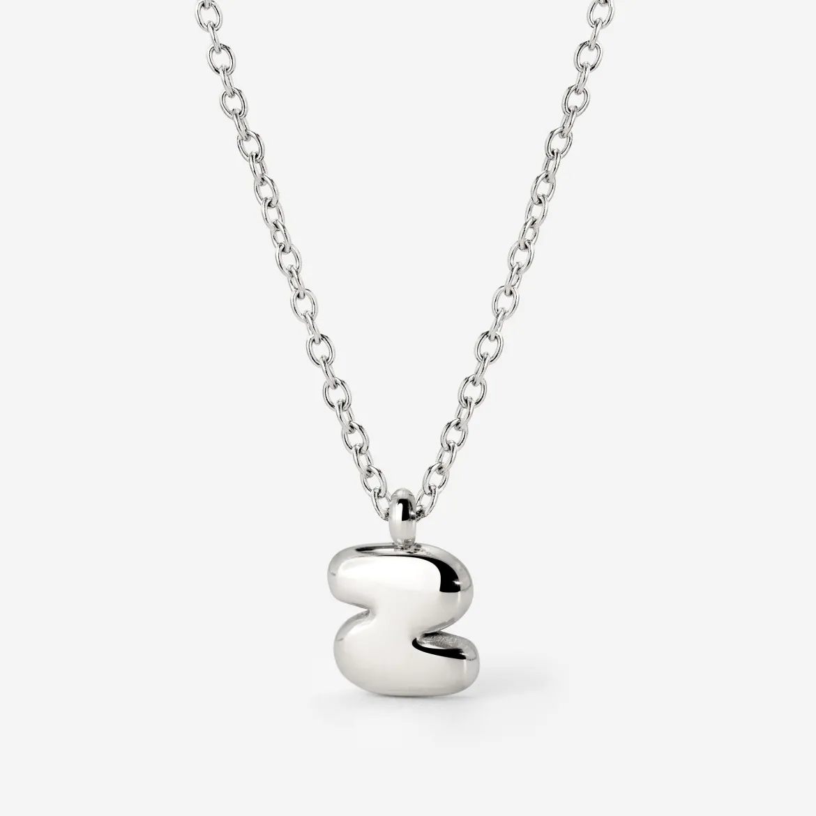 Bubble Letter Necklace Silber - A