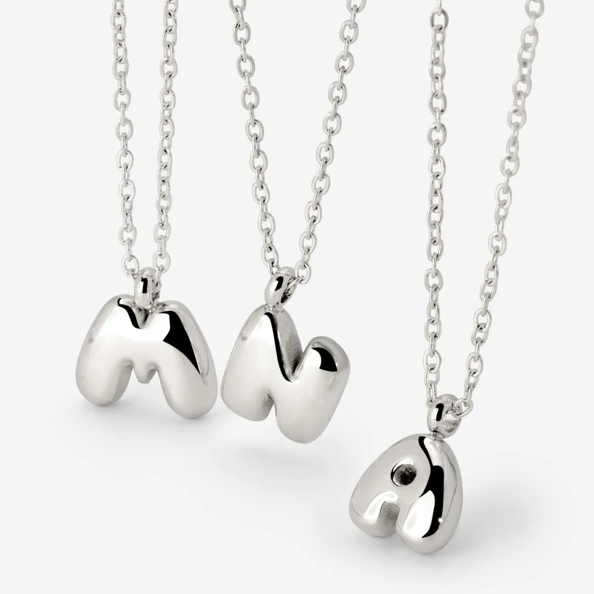 Bubble Letter Necklace Silber - A