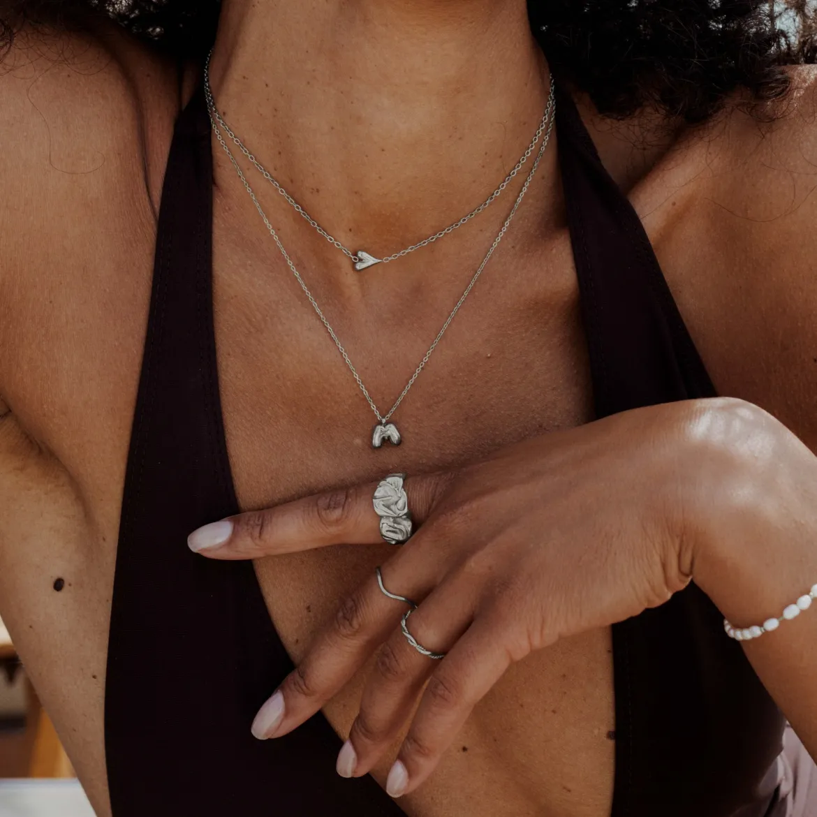 Bubble Letter Necklace Silber - A