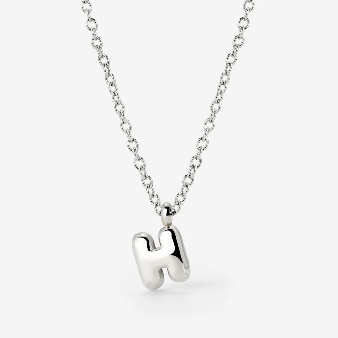 Bubble Letter Necklace Silber - A