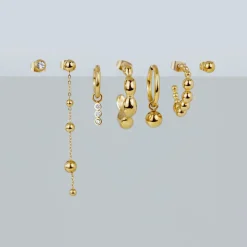 Bubbly Hoop Set Medium Gold