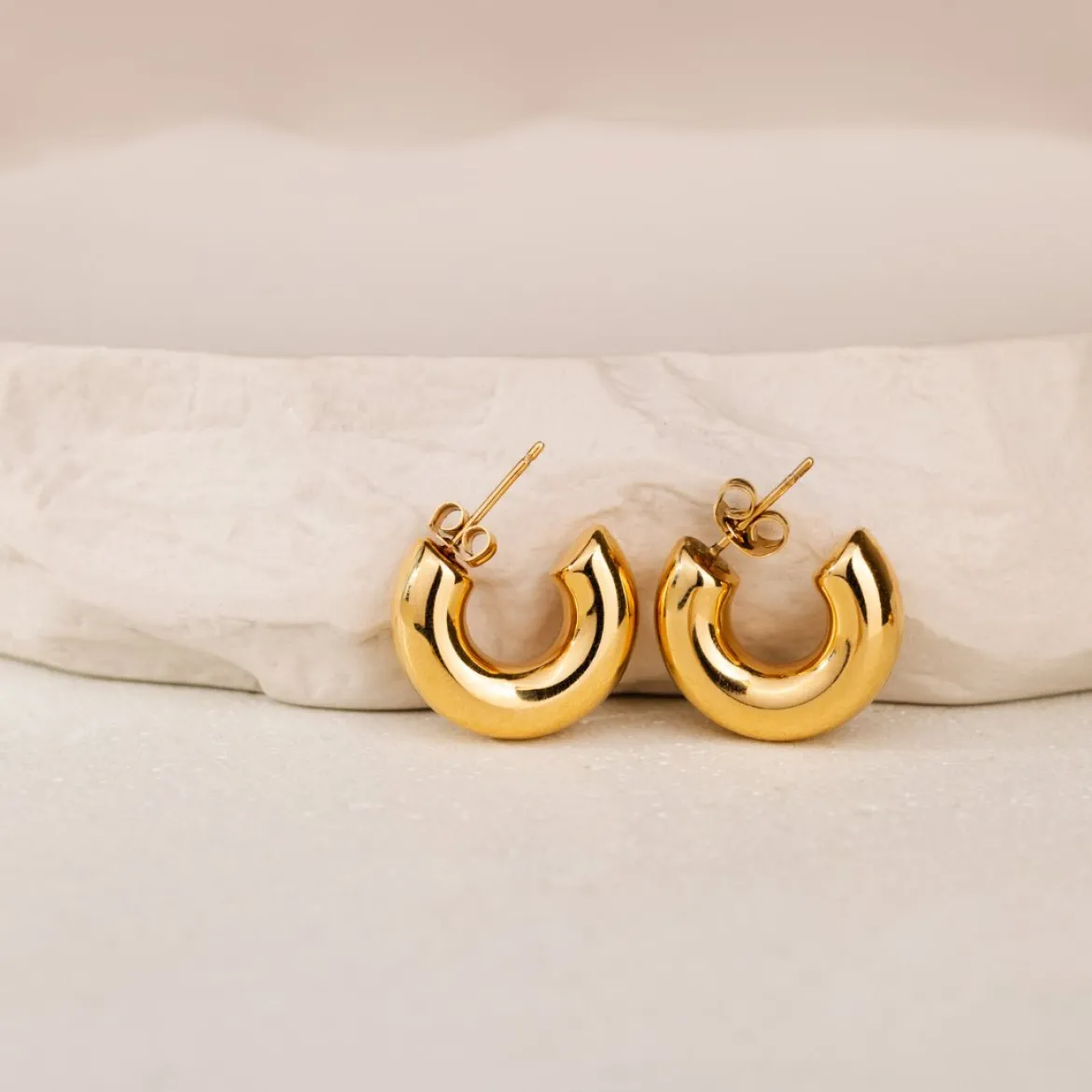 Bulky Hoop Studs Roségold