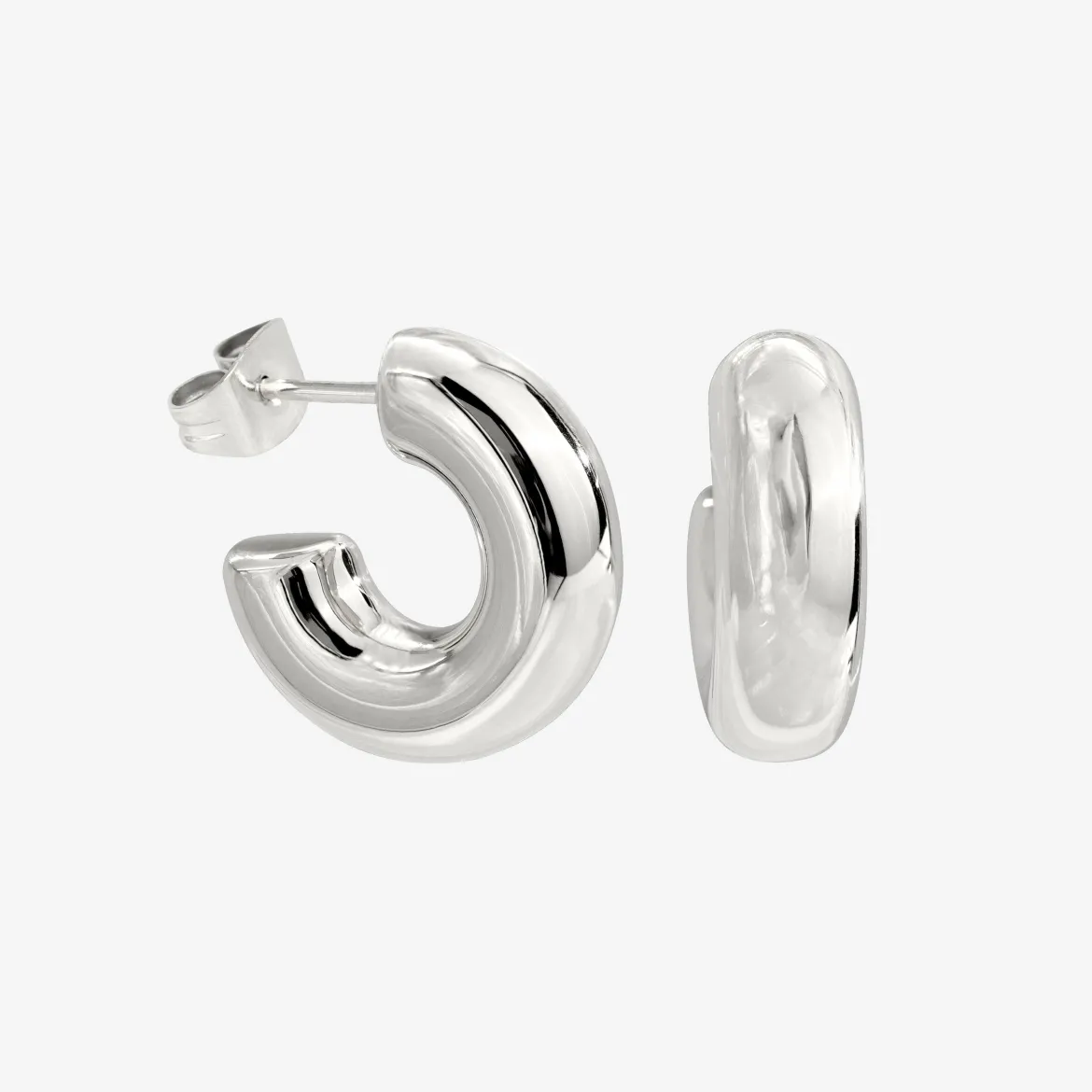Bulky Hoop Studs Silber