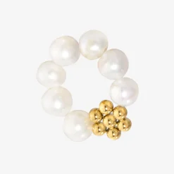 Chunky Flora Pearl Hoop Set Medium Gold