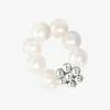 Chunky Flora Pearl Hoop Set Medium Silber