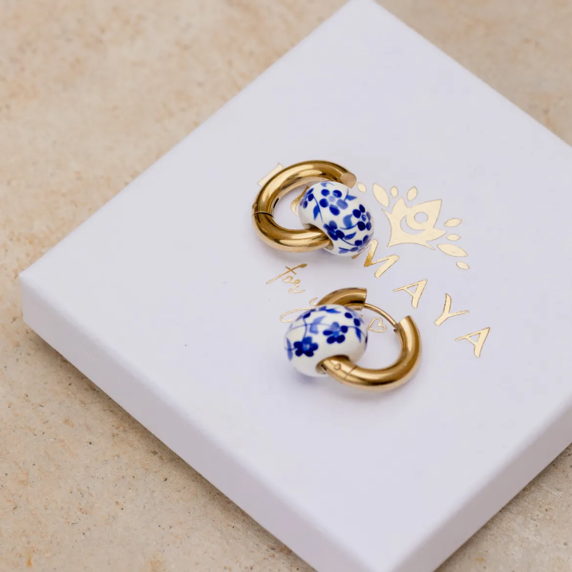 Chunky Flower Tile Hoop Set Medium Roségold