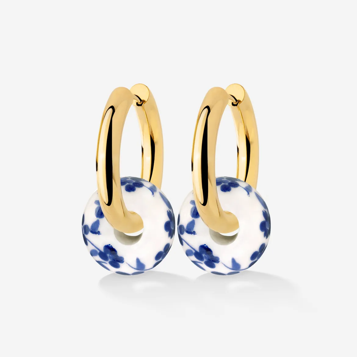 Chunky Flower Tile Hoop Set Medium Gold