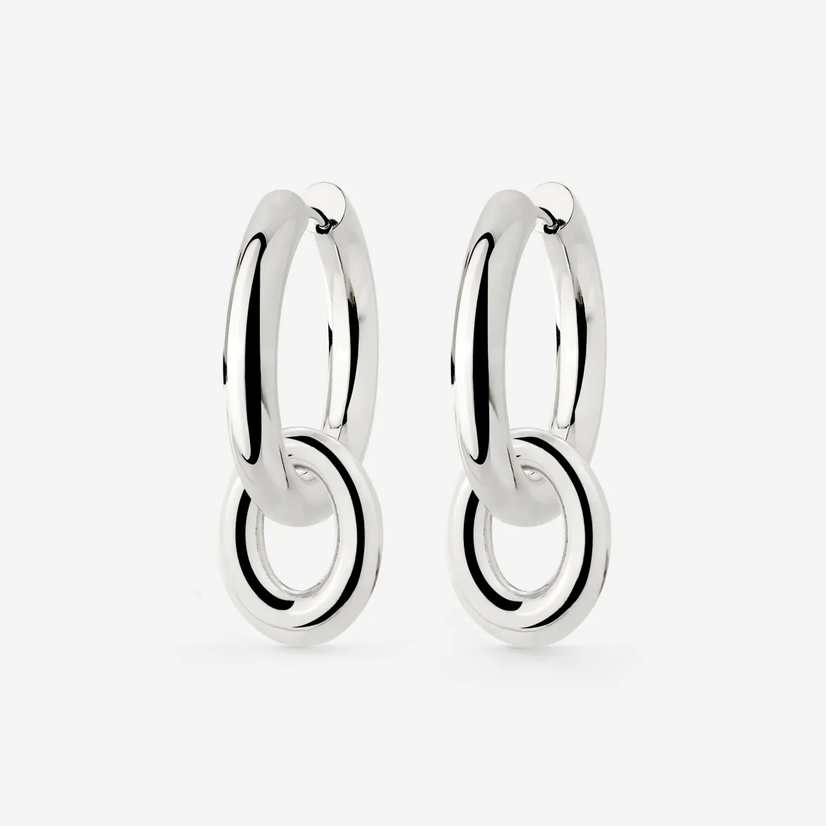 Chunky Oval Donut Hoop Set Medium Silber