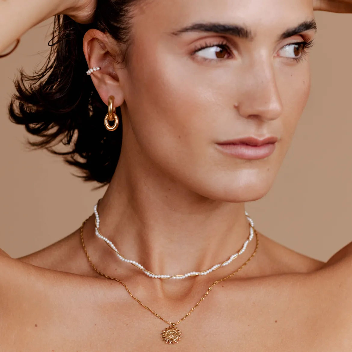 Chunky Oval Donut Hoop Set Medium Roségold