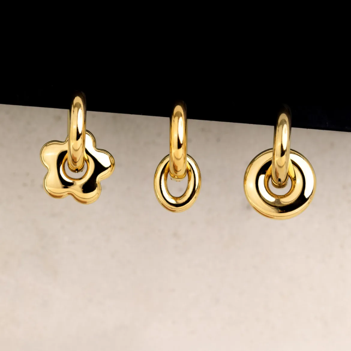 Chunky Oval Donut Hoop Set Medium Roségold