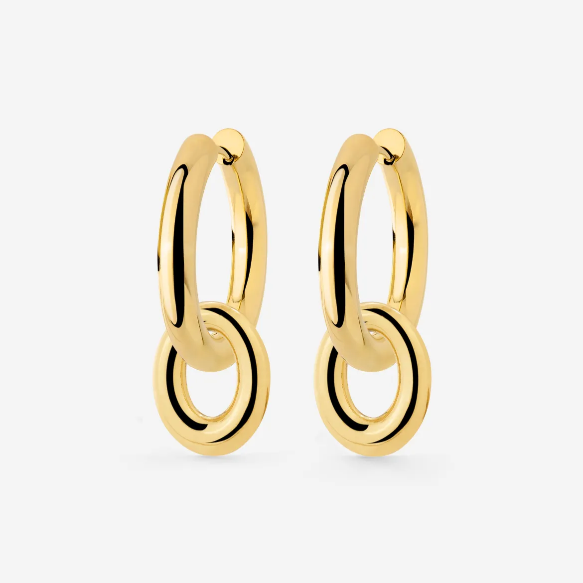 Chunky Oval Donut Hoop Set Medium Gold