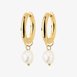 Chunky Pearl Hoop Set Gold