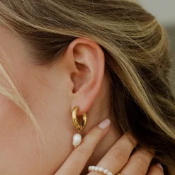Chunky Pearl Hoop Set Gold