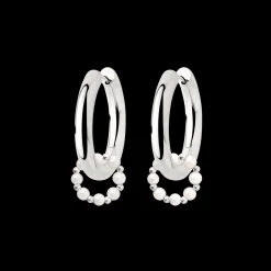 Chunky Pearl 'n' Beads Hoop Set Medium Silber