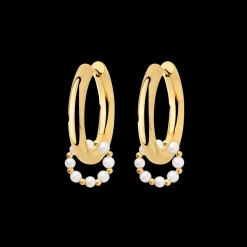 Chunky Pearl 'n' Beads Hoop Set Medium Gold