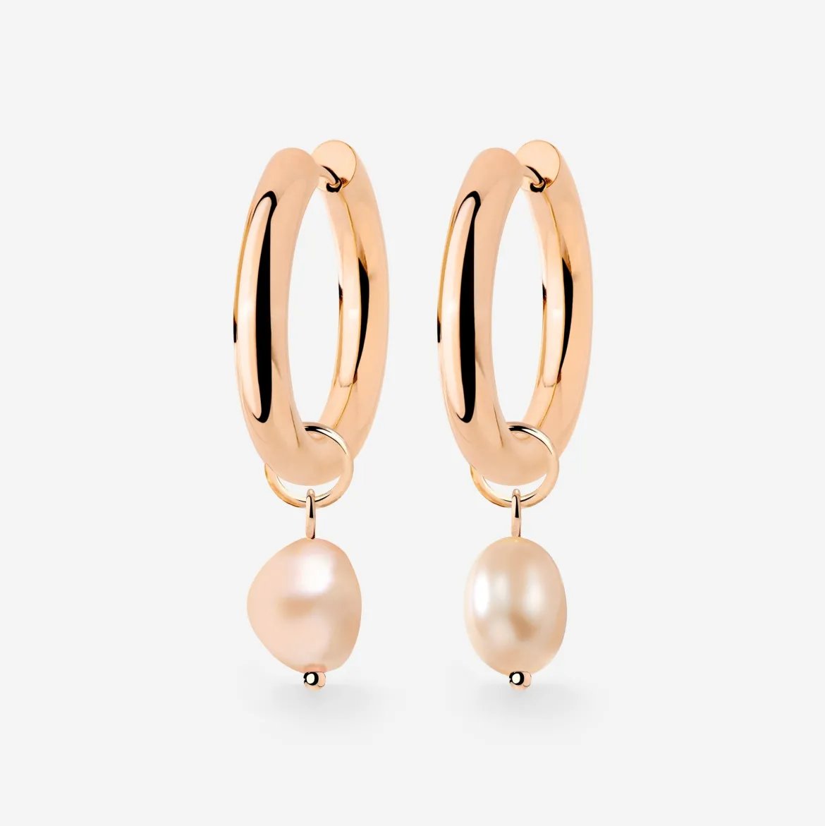 Chunky Perla Rosa Hoop Set Medium Roségold