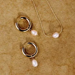 Chunky Perla Rosa Hoop Set Medium Roségold