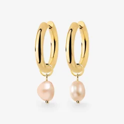 Chunky Perla Rosa Hoop Set Medium Gold