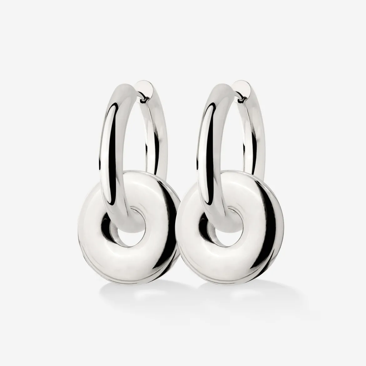Chunky Sleek Donut Hoop Set Medium Silber