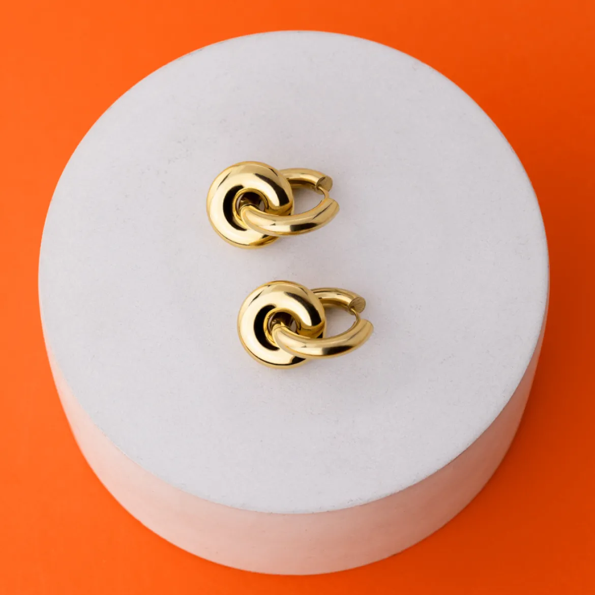 Chunky Sleek Donut Hoop Set Medium Silber