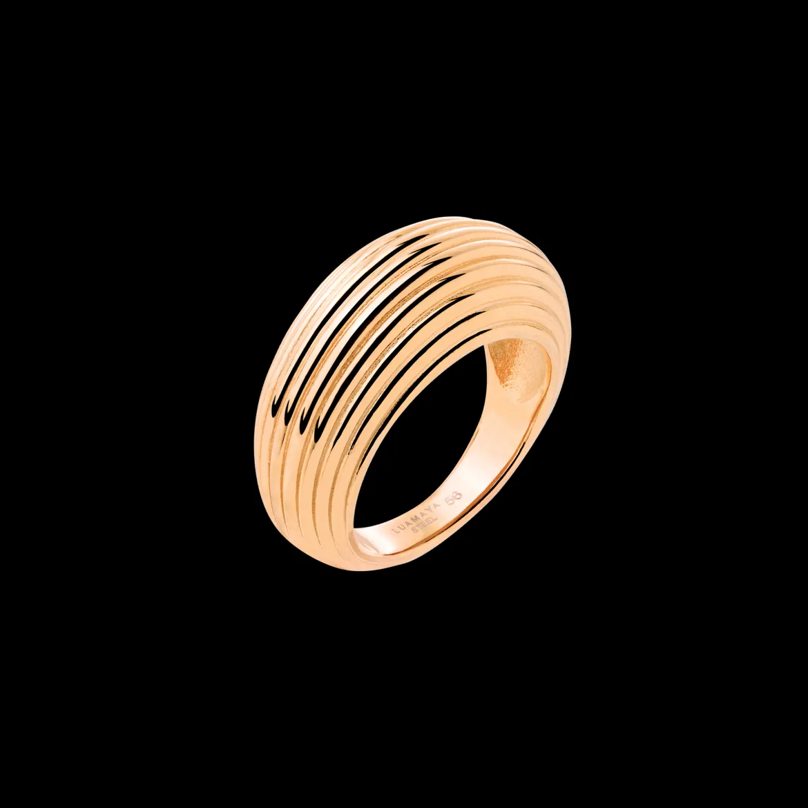 Chunky Stripes Ring Roségold