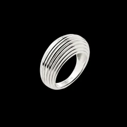 Chunky Stripes Ring Silber