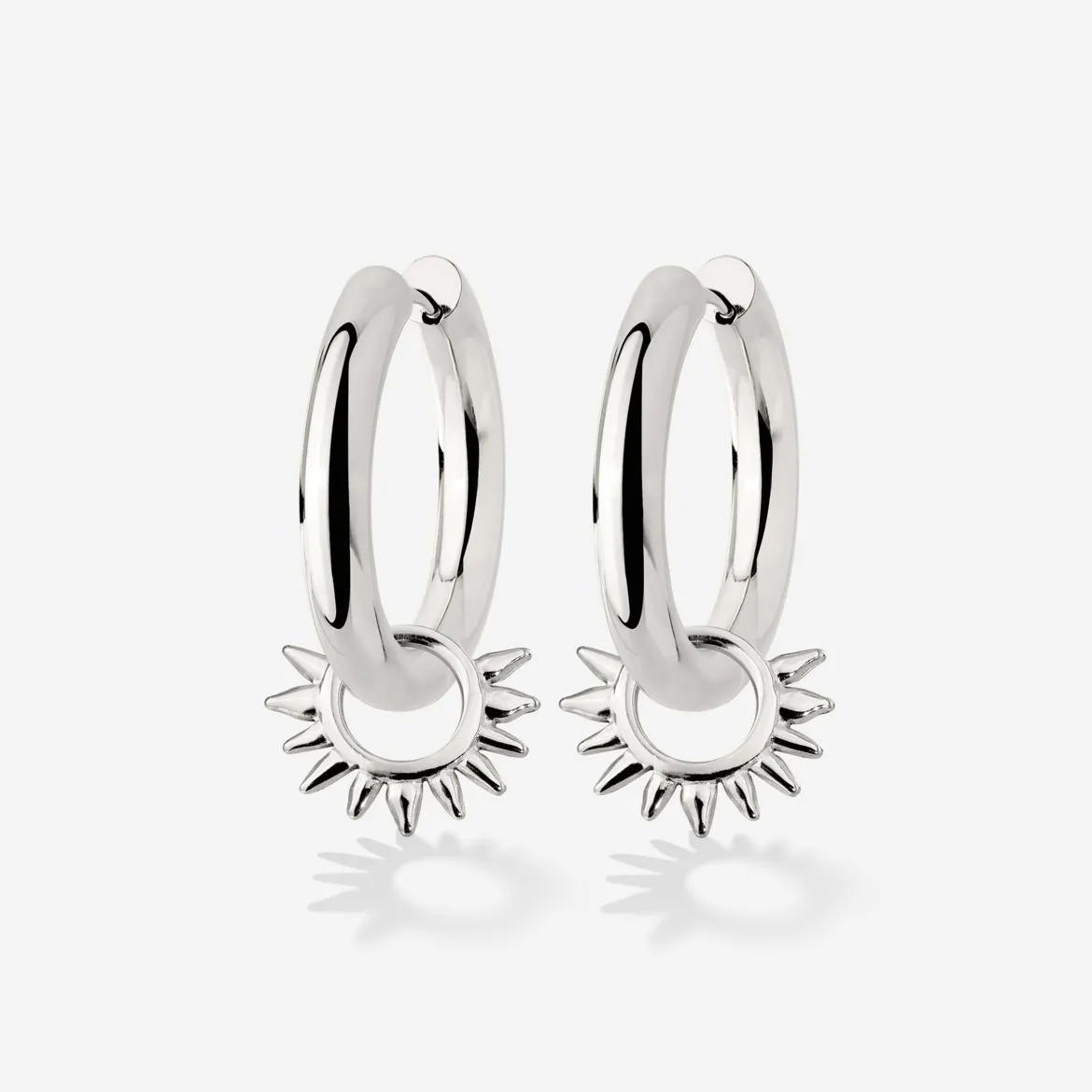 Chunky Sun Lover Hoop Set Medium Silber