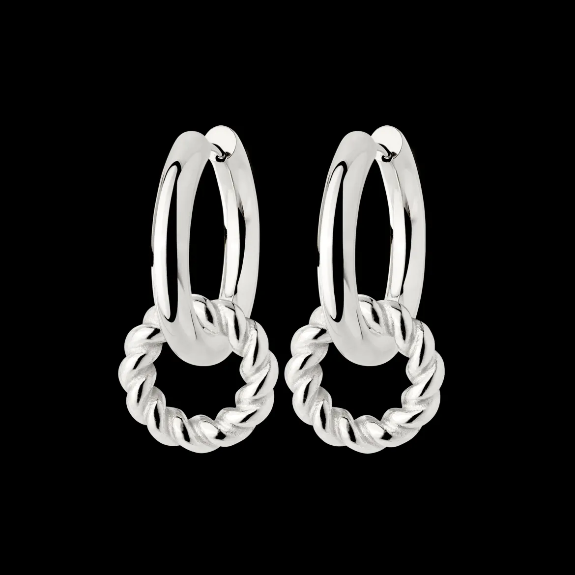 Chunky Twisted Donut Hoop Set Medium Silber