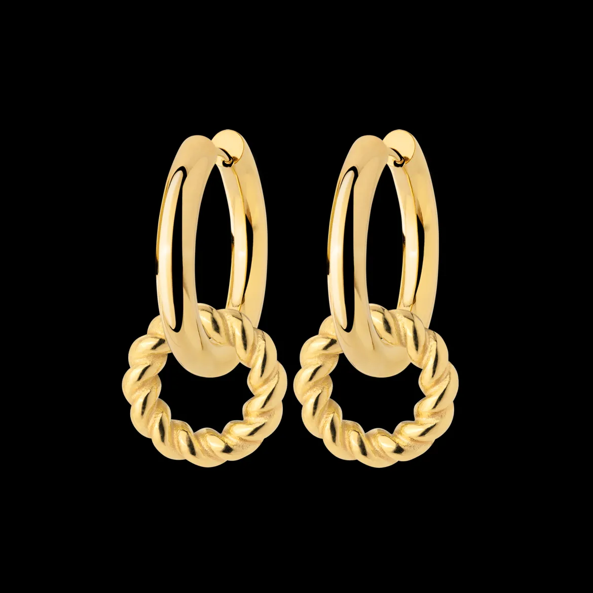 Chunky Twisted Donut Hoop Set Medium Gold