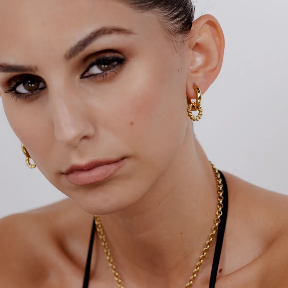 Chunky Twisted Donut Hoop Set Medium Gold