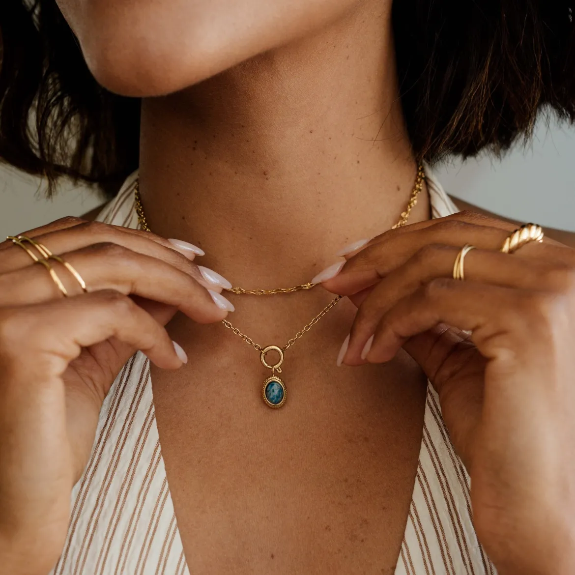 Classic Chain Charm Necklace Set